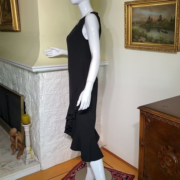 Calvin Klein LBD Sleeveless Ruffled Sheath Dress - Picture 4 of 14